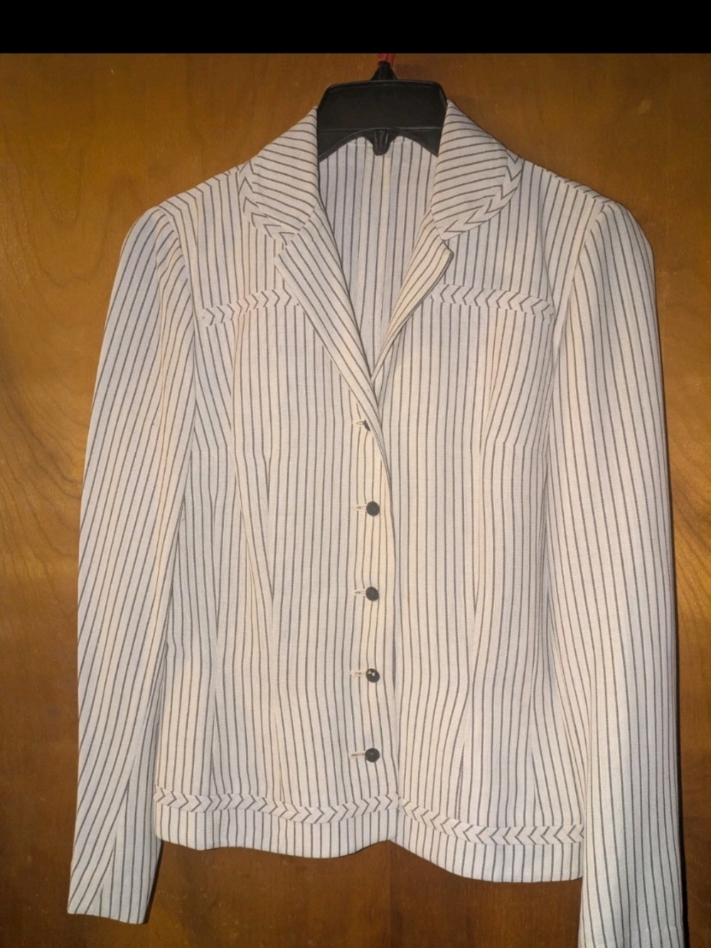 Vintage Sacomy Palm Beach Classic White Pinstripe Women's Blazer